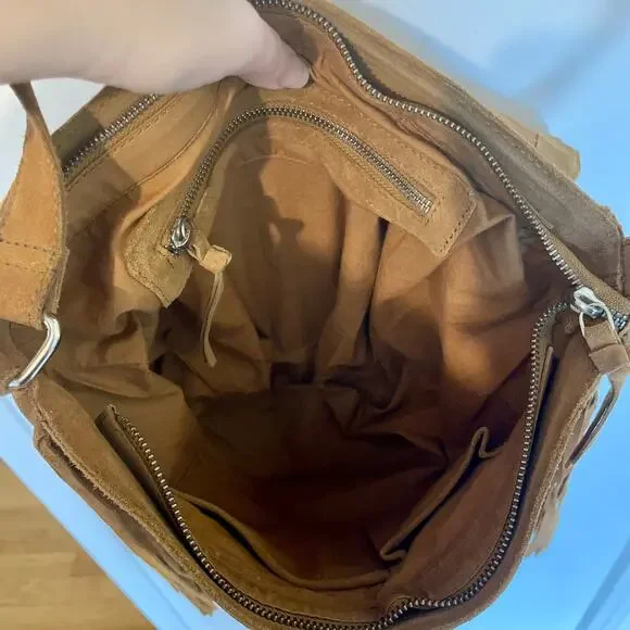 Ten79LA Ricky Suede Tan Crossbody Bag Fringe Western Native Inspired - Picture 15 of 15